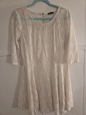Ivory Lace Long Sleeve Mini Dress